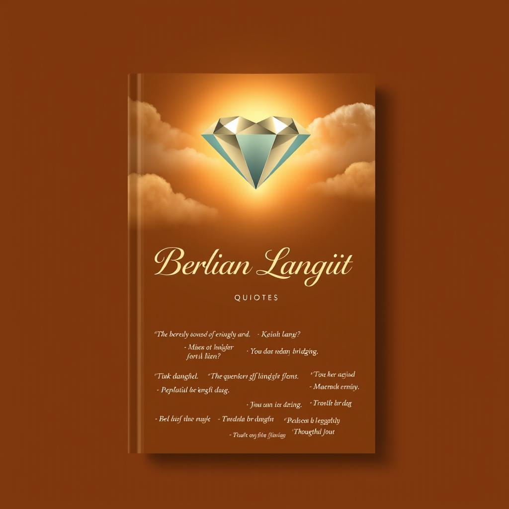 A book cover design for 'Berlian Langit' featuring quotes of wisdom, set against a primarily brown backdrop