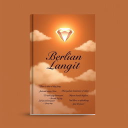 A book cover design for 'Berlian Langit' featuring quotes of wisdom, set against a primarily brown backdrop