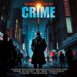 A dynamic and intense crime film poster set in a bustling cityscape at night