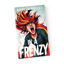 A compelling and eye-catching novel book cover with the title "In a Frenzy