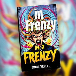 A compelling and eye-catching novel book cover with the title "In a Frenzy