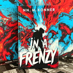 A captivating and dramatic book cover for a novel titled "In a Frenzy