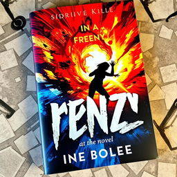 A captivating and dramatic book cover for a novel titled "In a Frenzy