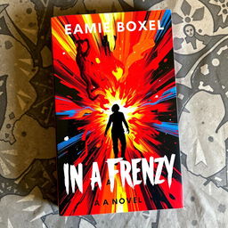 A captivating and dramatic book cover for a novel titled "In a Frenzy