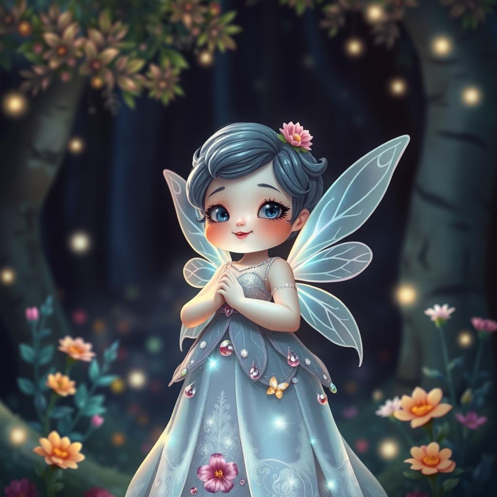 A whimsical short, plump fairy with an enchanting expression