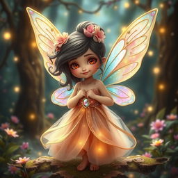 A whimsical short, plump fairy with an enchanting expression