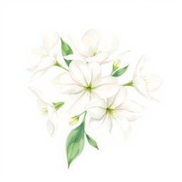 Create a delicate watercolor drawing of white flowers