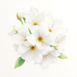 Create a delicate watercolor drawing of white flowers