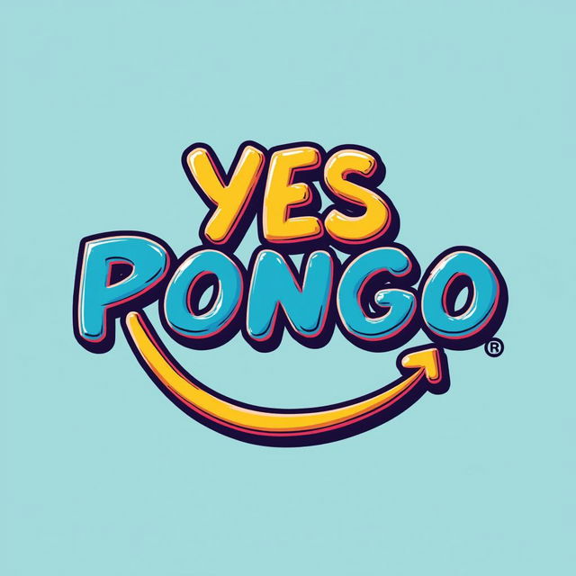 Create a logo for an online store with the text "YES PONGO," featuring vibrant colors and a sleek line drawing of a smile