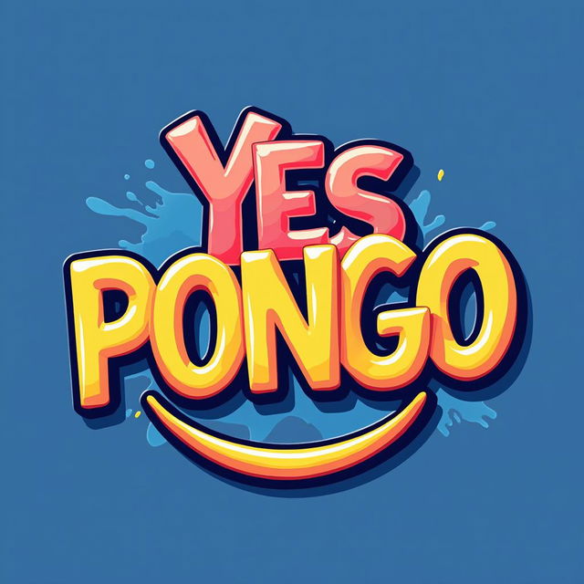 Create a vibrant logo for an online store using the text "YES PONGO," featuring bold and colorful typography with an integrated line drawing of a smile