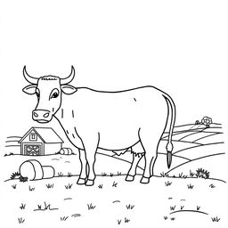 Outline of an ox in black lines on a white background, designed for a child's coloring activity