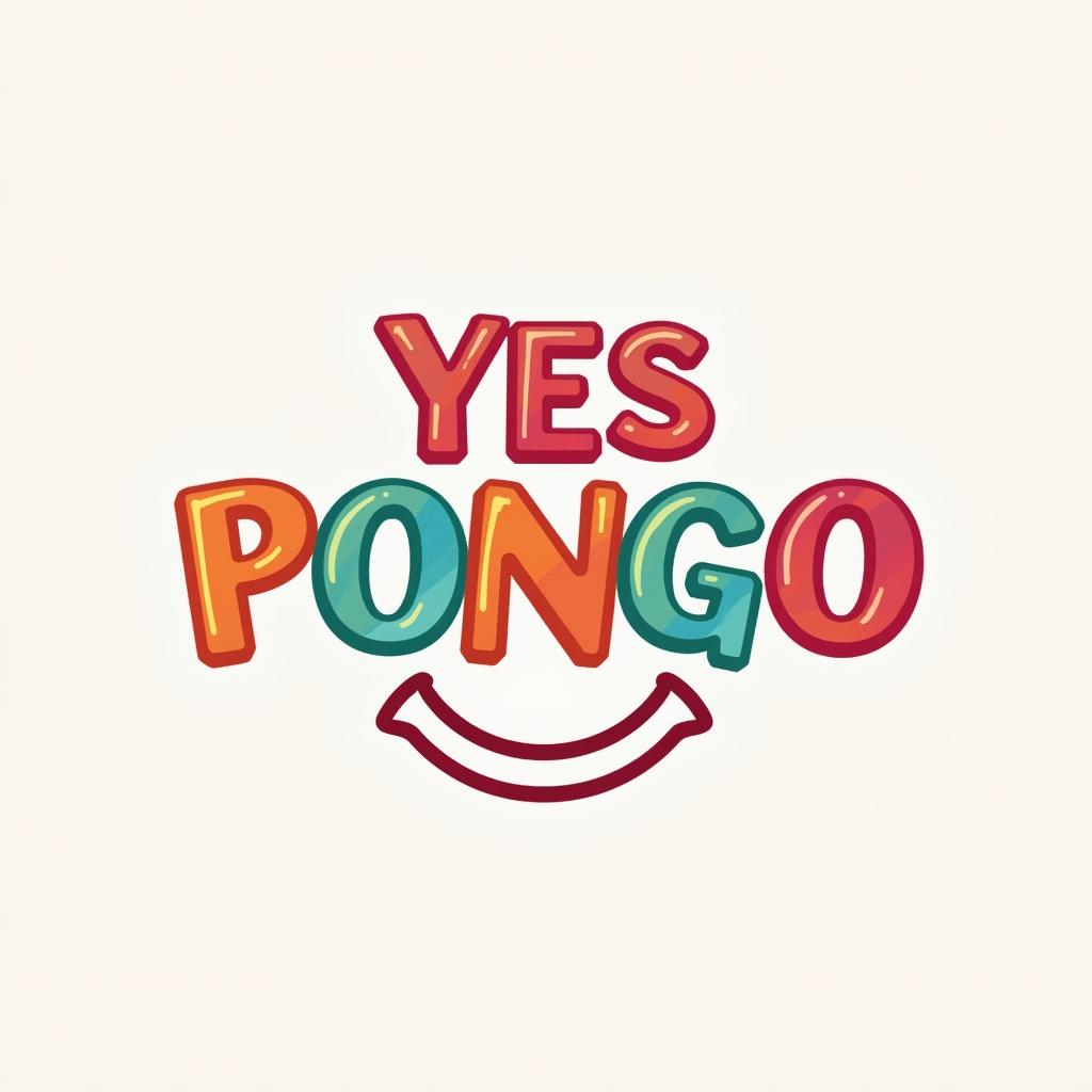 Design a colorful logo for "YES PONGO" with a line drawing of a smile