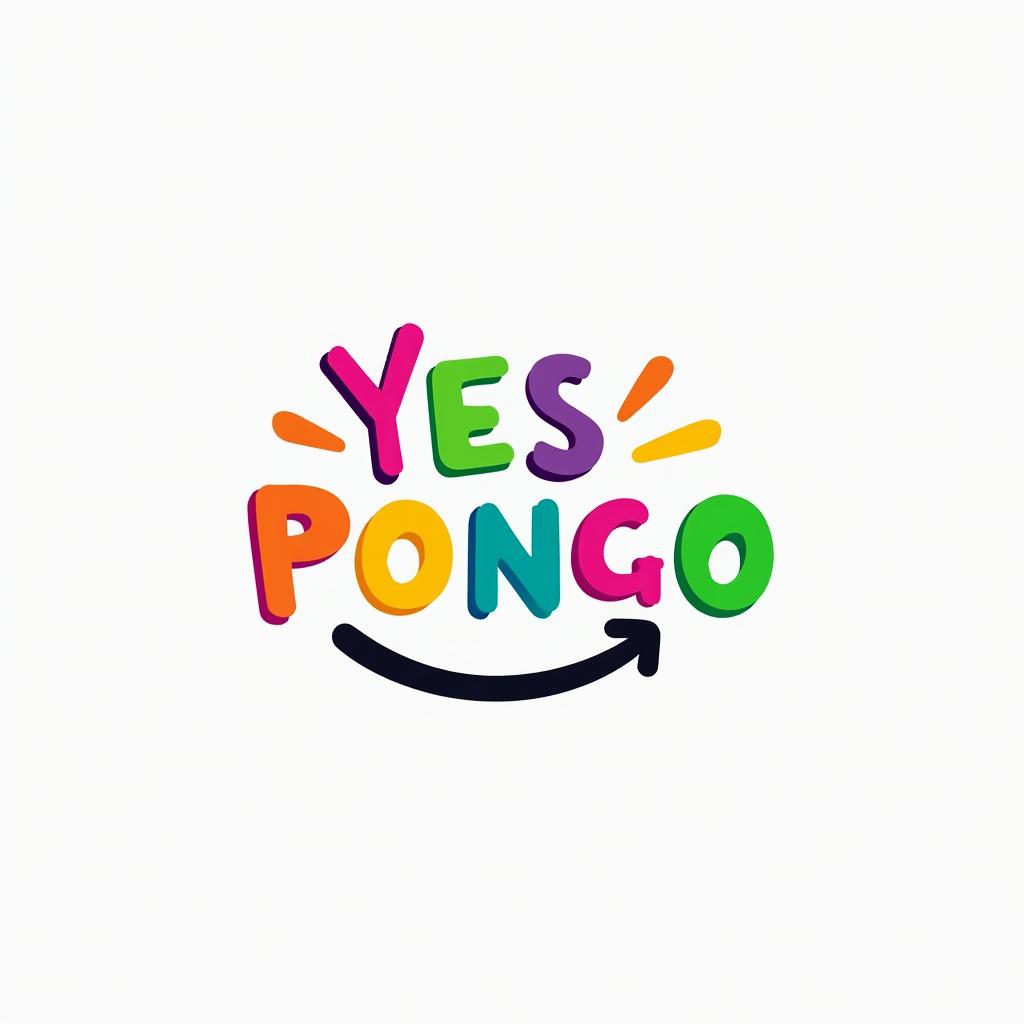 Create a colorful logo for "YES PONGO" featuring a line-drawn smile