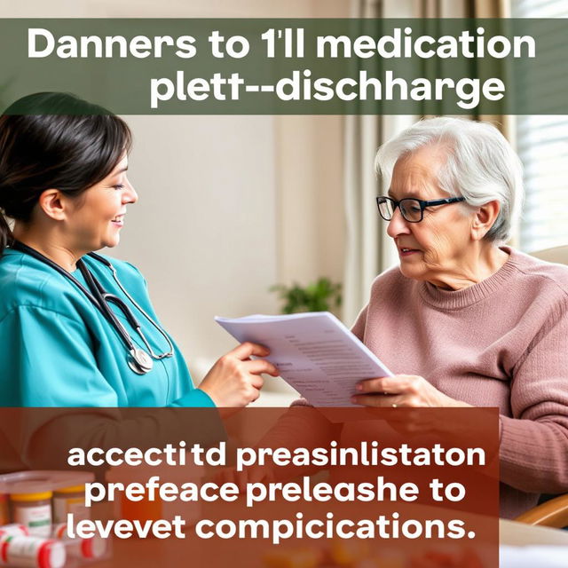 An informative and impactful image illustrating the dangers of incorrect medication administration post-discharge