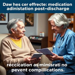 An informative and impactful image illustrating the dangers of incorrect medication administration post-discharge