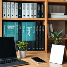 An inspiring image of a bookshelf containing books on organizational culture in the digital era