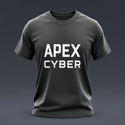 3D render of a T-shirt featuring the text "Apex Cyber" prominently on the front