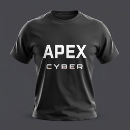 3D render of a T-shirt featuring the text "Apex Cyber" prominently on the front