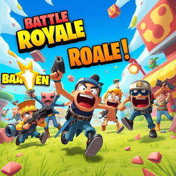 an action-packed scene featuring cartoonish characters from a battle royale game with bright and colorful environments, showcasing humorous and chaotic gameplay reminiscent of stumble guys