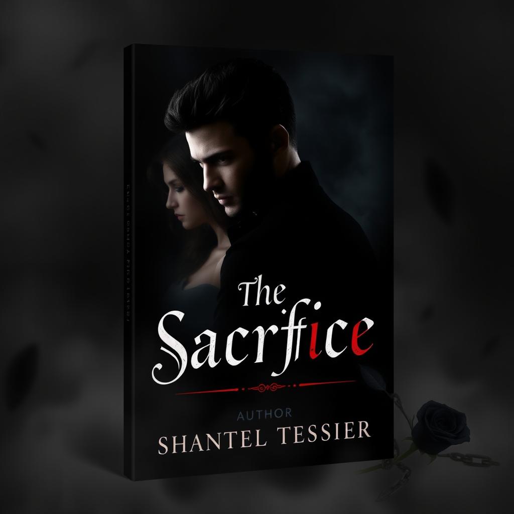 A book cover design with a dark and gloomy background in blacks and grays, featuring a slight mist to create a mysterious atmosphere