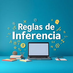 Una demostración académica de las reglas de inferencia con un fondo azul vibrante