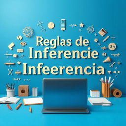 Una demostración académica de las reglas de inferencia con un fondo azul vibrante