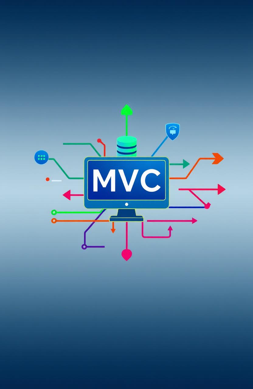 An abstract, eye-catching visual representation of the MVC (Model-View-Controller) design framework