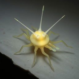 A creature approximately 30 cm in length, combining features of a neuron and a parasite