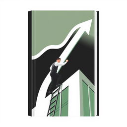 A book cover illustrated in modern, vector, and minimalist art style, featuring a businessman climbing a building facade as though ascending a ladder