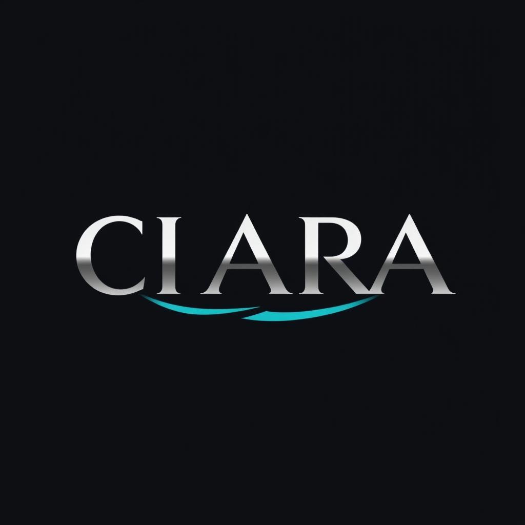Sleek and modern logo design for CIARA, featuring elegant typography in silver and teal