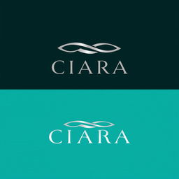 Sleek and modern logo design for CIARA, featuring elegant typography in silver and teal