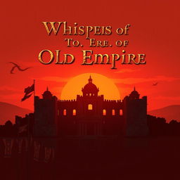 An ancient, crumbling palace silhouetted against a fiery sunset