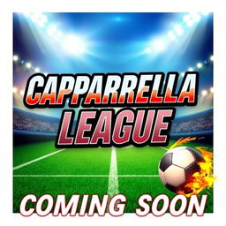 A promotional poster for 'Caparrella League' with the text prominently displaying "Caparrella League" in large, bold, action-packed typography