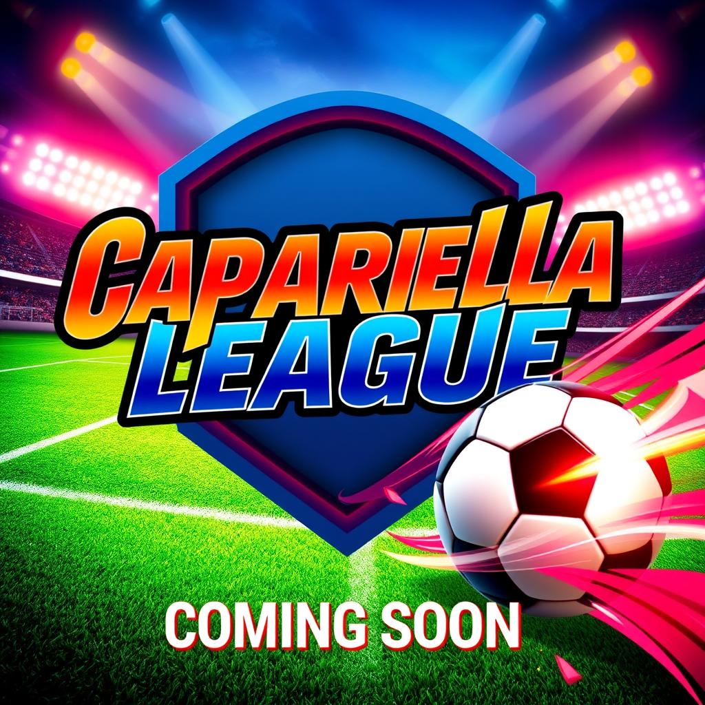 A promotional poster for 'Caparrella League' with the text prominently displaying "Caparrella League" in large, bold, action-packed typography