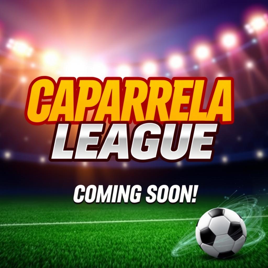 A promotional poster for 'Caparrela League' with the text prominently displaying "Caparrela League" in large, bold, action-packed typography, similar to the style seen in the second image reference provided