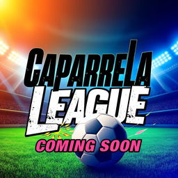 A promotional poster for 'Caparrela League' with the text prominently displaying "Caparrela League" in large, bold, action-packed typography, similar to the style seen in the second image reference provided