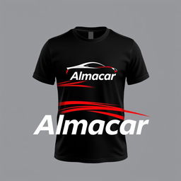 A modern and eye-catching t-shirt design for a car rental company named “Almacar”