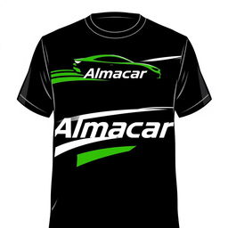 A modern and eye-catching t-shirt design for a car rental company named “Almacar”