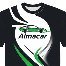 A modern and eye-catching t-shirt design for a car rental company named “Almacar”