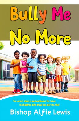 A vibrant and colorful book cover for a children's ebook titled 'Bully Me No More' by Bishop Alfie Lewis