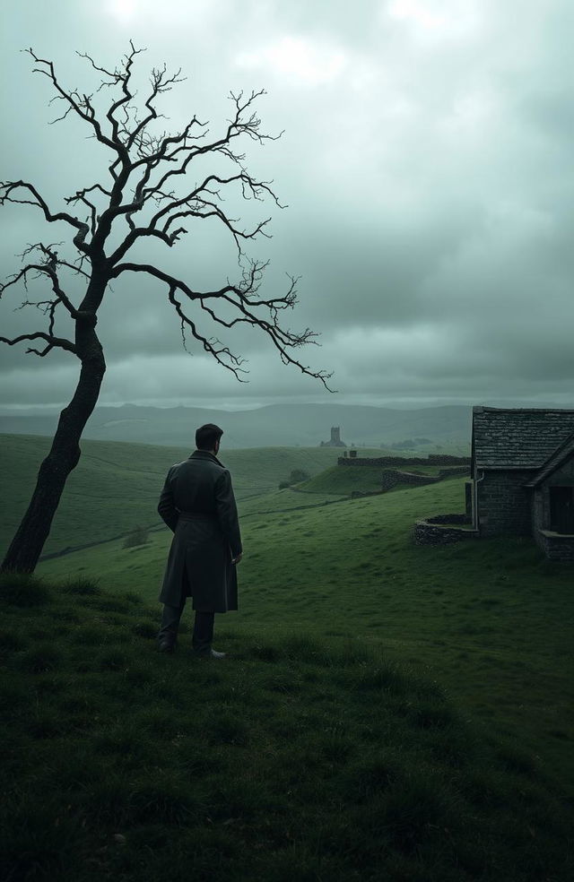 A suspenseful murder mystery scene set in the haunting Yorkshire Moors