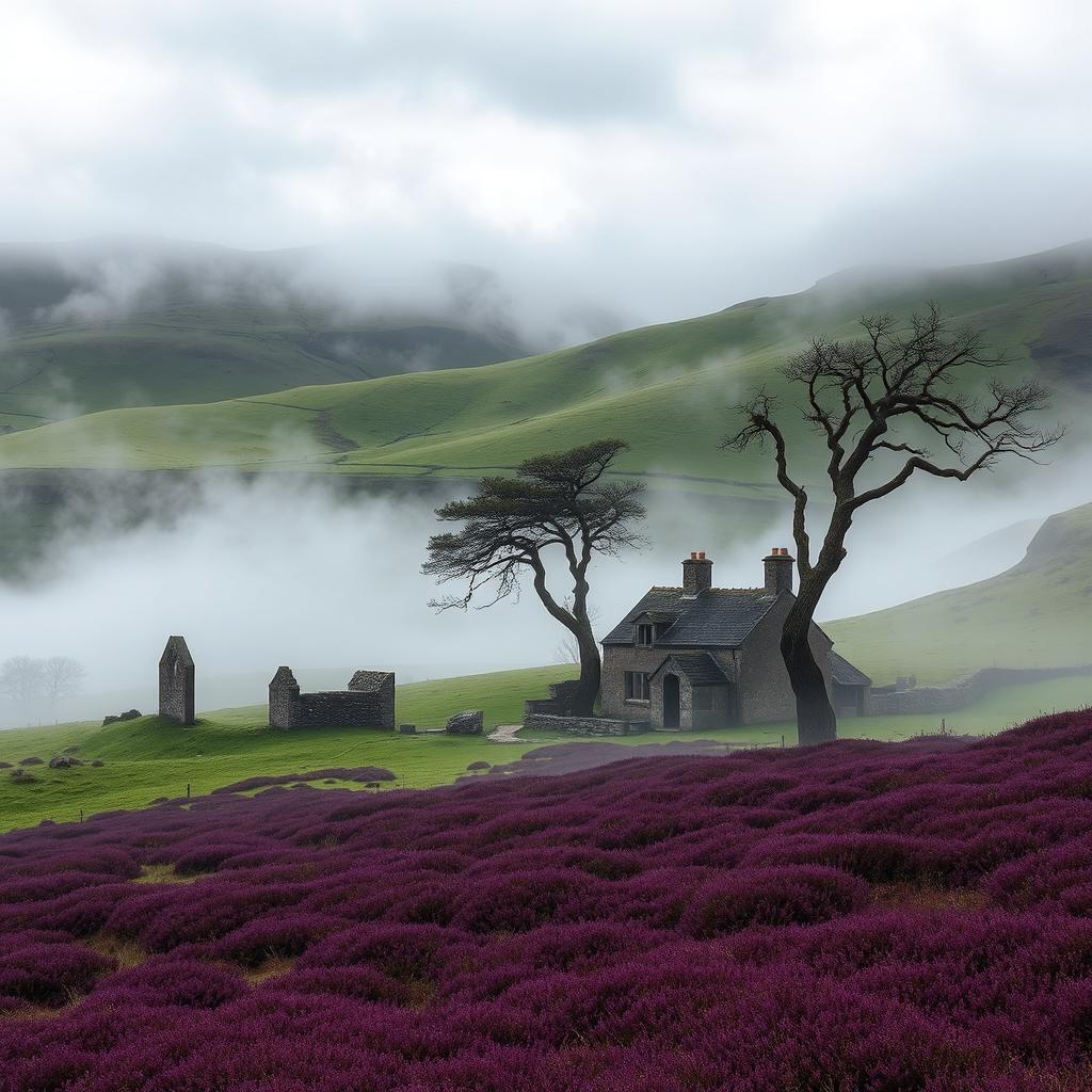 A suspenseful murder mystery scene set in the haunting Yorkshire Moors