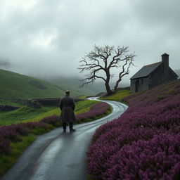 A suspenseful murder mystery scene set in the haunting Yorkshire Moors