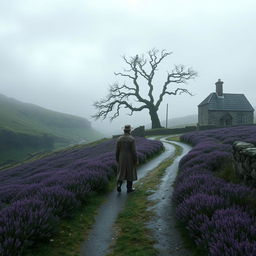 A suspenseful murder mystery scene set in the haunting Yorkshire Moors