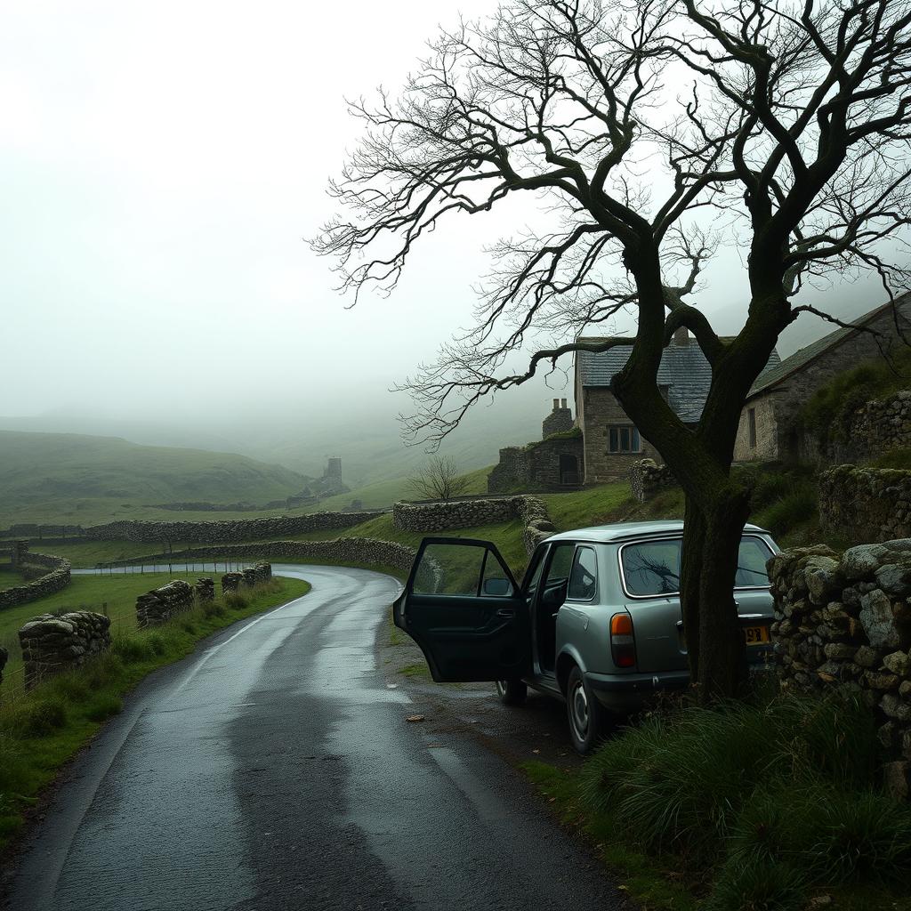 A suspenseful murder mystery scene set in the haunting Yorkshire Moors