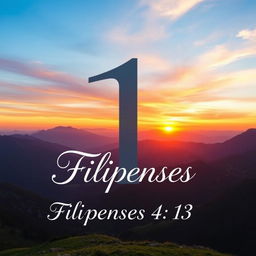 A large, elegant number 1 prominently centered in the image, with 'Filipenses 4:13' written in graceful script beneath it