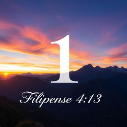 A large, elegant number 1 prominently centered in the image, with 'Filipenses 4:13' written in graceful script beneath it