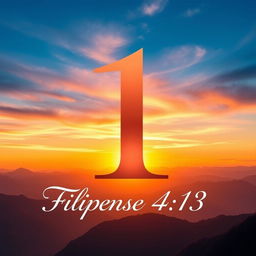 A large, elegant number 1 prominently centered in the image, with 'Filipenses 4:13' written in graceful script beneath it