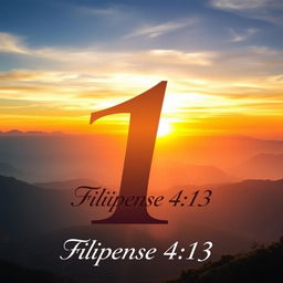 A large, elegant number 1 prominently centered in the image, with 'Filipenses 4:13' written in graceful script beneath it