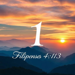 A large, elegant number 1 prominently centered in the image, with 'Filipenses 4:13' written in graceful script beneath it